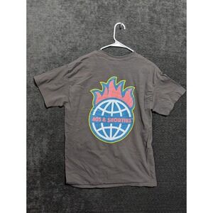 40s & Shorties Mens Flaming Globe Graphic T-Shirt Gray Large Streetwear Skater